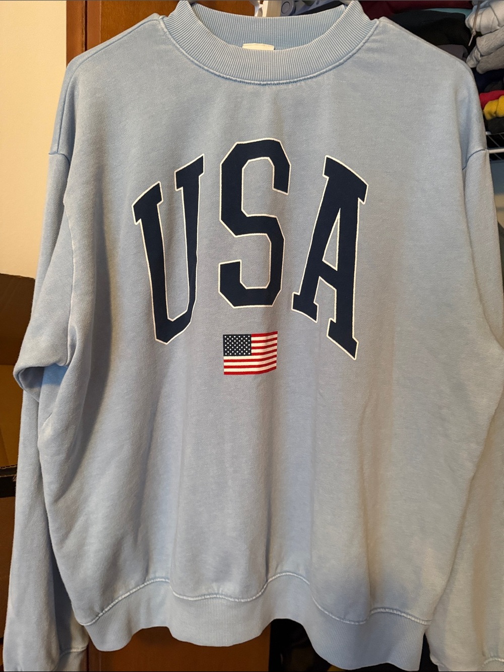 Light Blue USA Graphic Women's Crewneck Sweatshirt